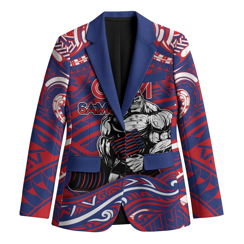 Personalised Samoa Gym Blazer Muscle Samoan Tribal Waves DT05 Unisex Navy - Polynesian Pride