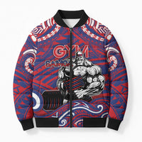 Personalised Samoa Gym Bomber Puffer Jacket Muscle Samoan Tribal Waves DT05 Unisex Navy - Polynesian Pride