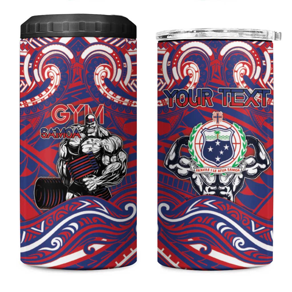 Personalised Samoa Gym 4 in 1 Can Cooler Tumbler Muscle Samoan Tribal Waves DT05 One Size: 16 oz Navy - Polynesian Pride