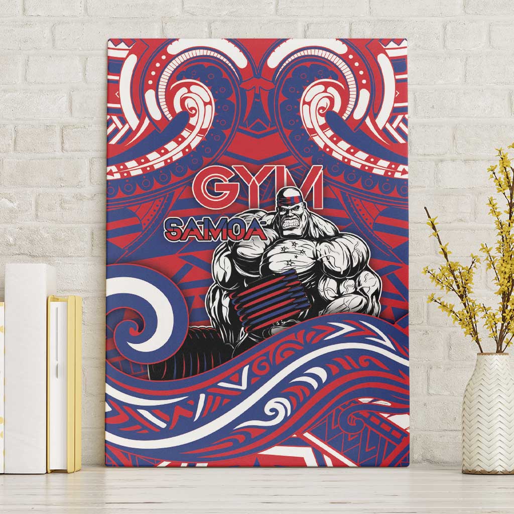 Samoa Gym Canvas Wall Art Muscle Samoan Tribal Waves DT05 Without Frame Navy - Polynesian Pride