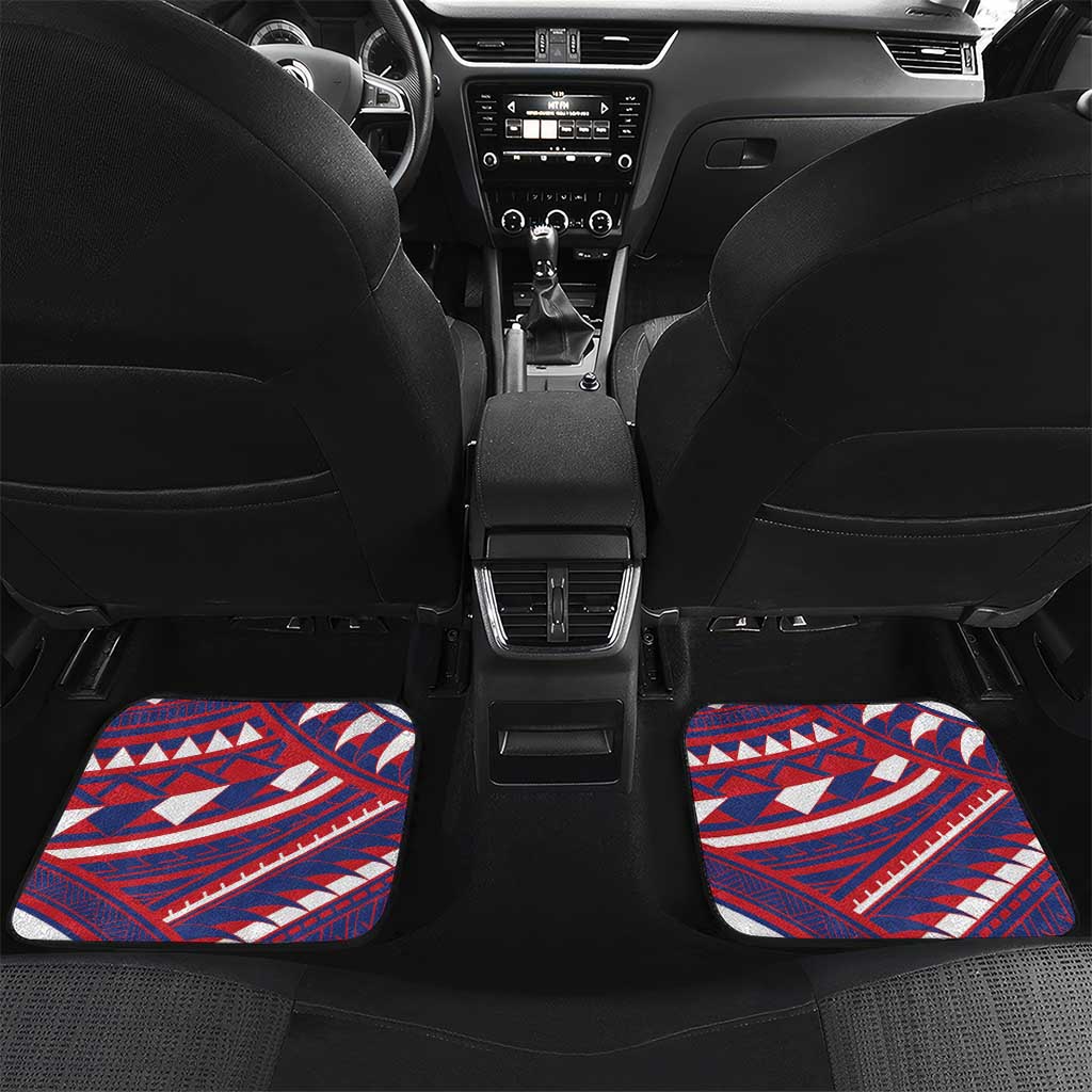 Personalised Samoa Gym Car Mats Muscle Samoan Tribal Waves DT05 Set 2pcs - Back Navy - Polynesian Pride