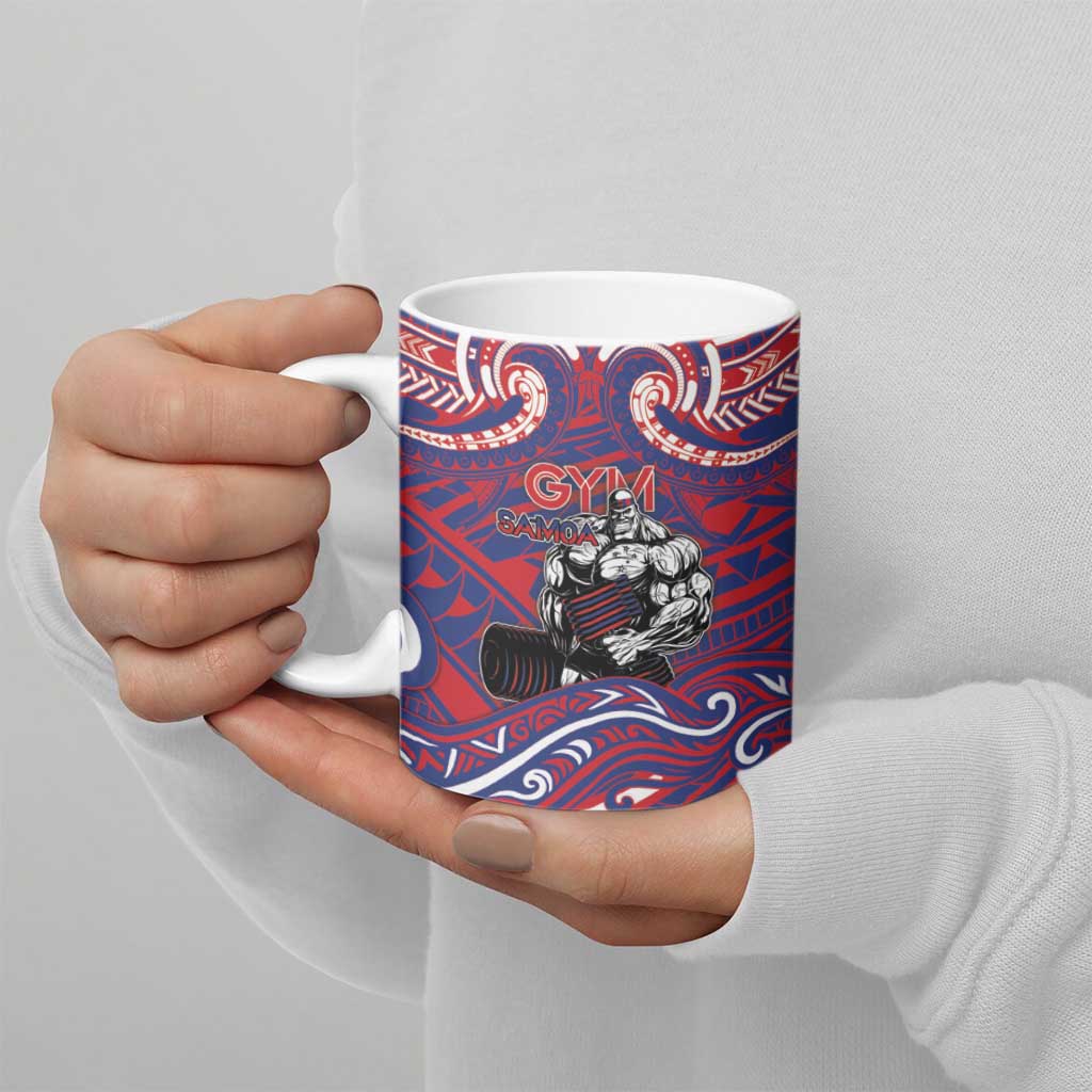 Personalised Samoa Gym Ceramic Mug Muscle Samoan Tribal Waves DT05 - Polynesian Pride
