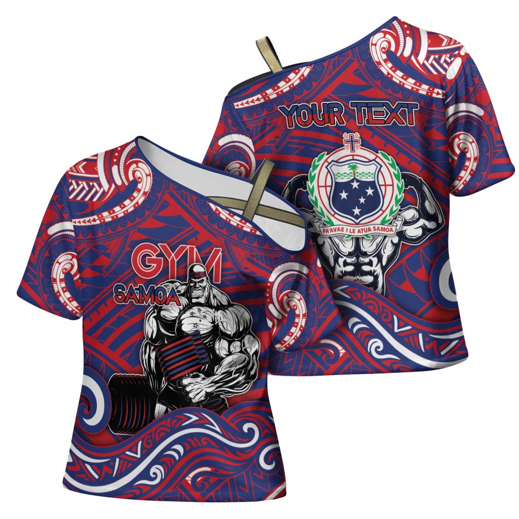 Personalised Samoa Gym Cross Shoulder Shirt Muscle Samoan Tribal Waves DT05 - Polynesian Pride