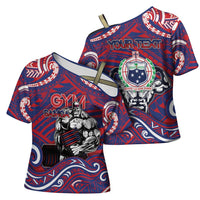 Personalised Samoa Gym Cross Shoulder Shirt Muscle Samoan Tribal Waves DT05 - Polynesian Pride