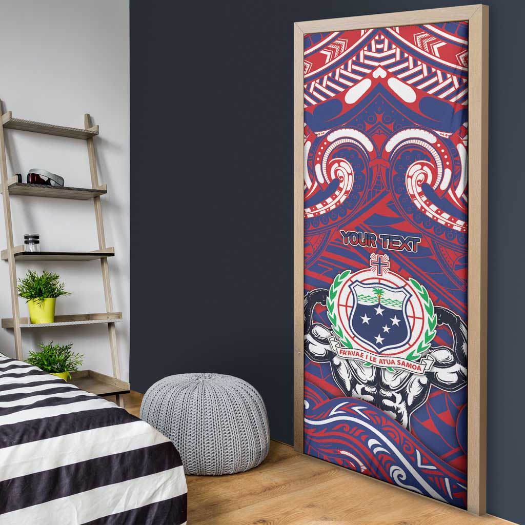 Personalised Samoa Gym Door Cover Muscle Samoan Tribal Waves - Polynesian Pride