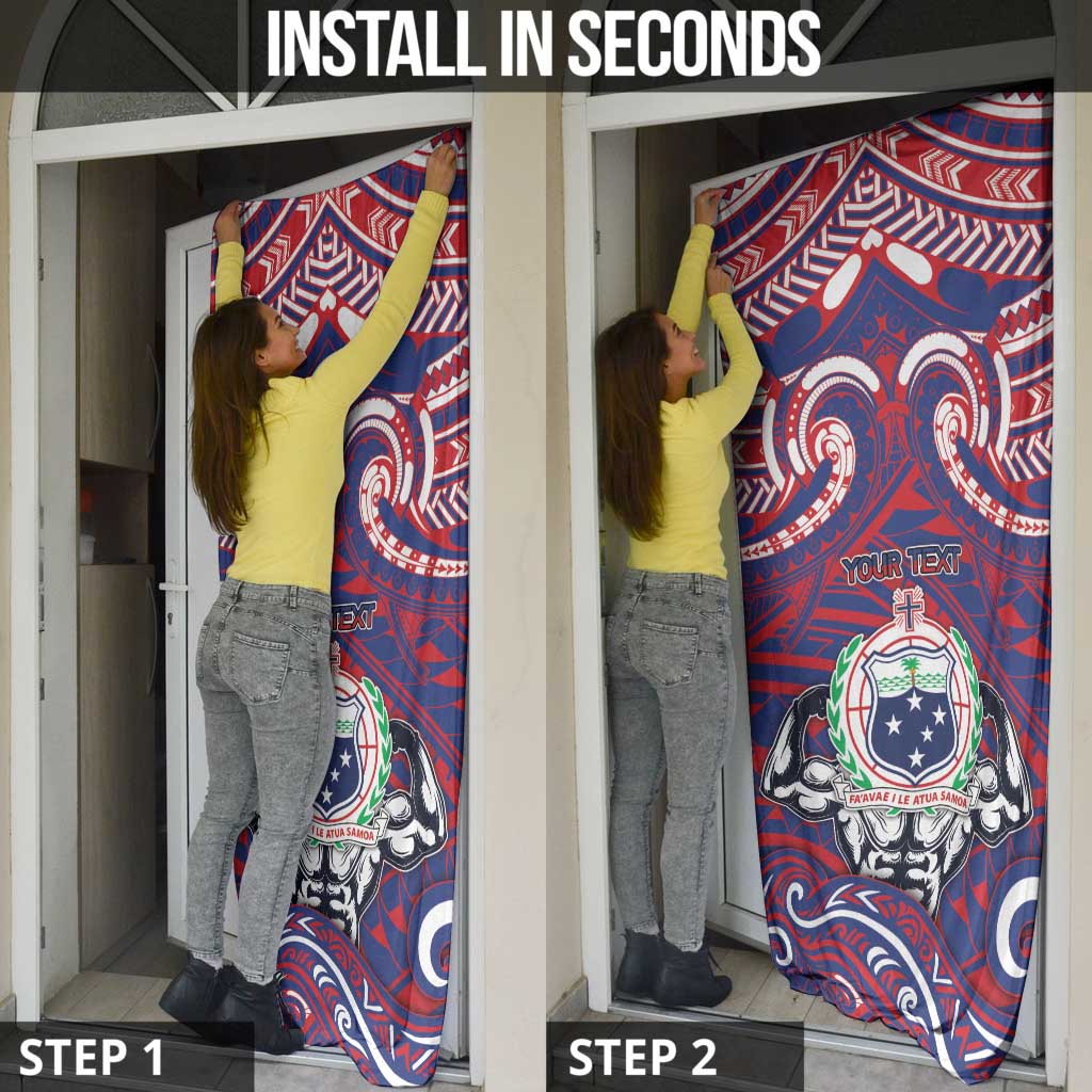 Personalised Samoa Gym Door Cover Muscle Samoan Tribal Waves - Polynesian Pride