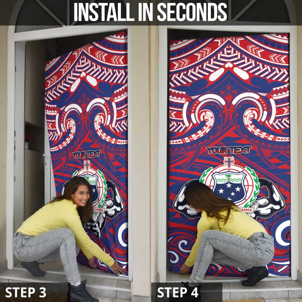 Personalised Samoa Gym Door Cover Muscle Samoan Tribal Waves - Polynesian Pride