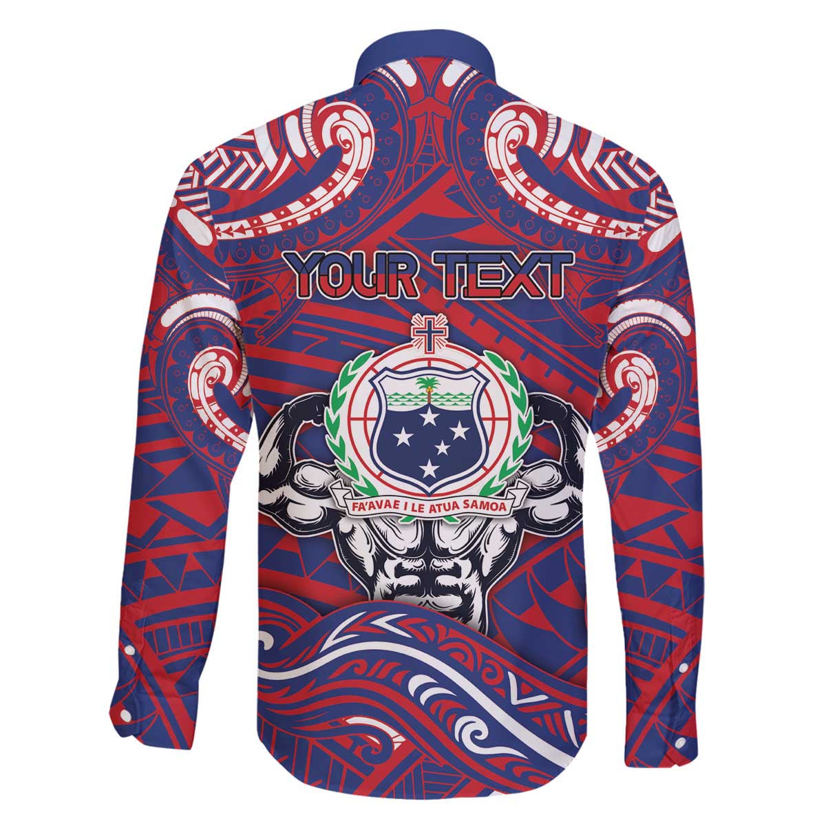Personalised Samoa Gym Family Matching Off The Shoulder Long Sleeve Dress and Hawaiian Shirt Muscle Samoan Tribal Waves DT05 - Polynesian Pride