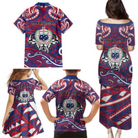 Personalised Samoa Gym Family Matching Puletasi and Hawaiian Shirt Muscle Samoan Tribal Waves DT05 - Polynesian Pride