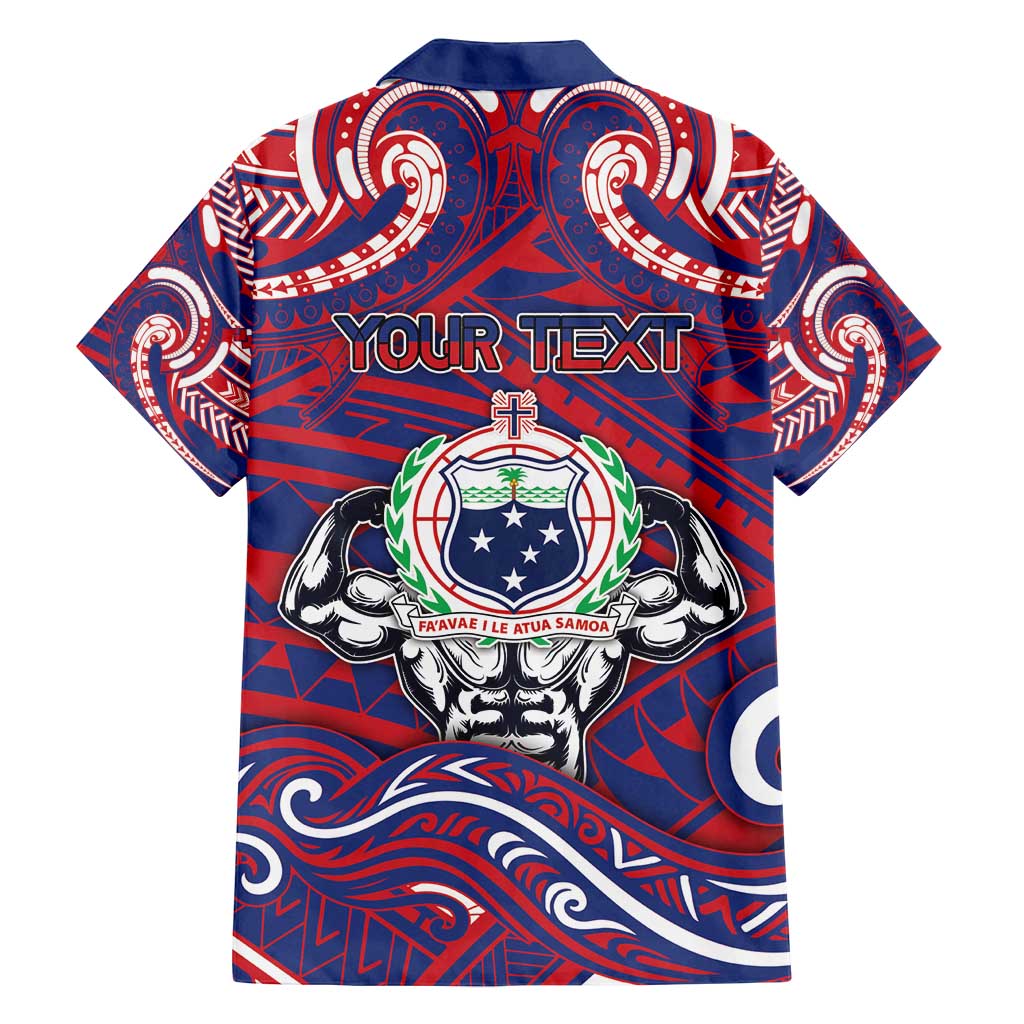 Personalised Samoa Gym Family Matching Puletasi and Hawaiian Shirt Muscle Samoan Tribal Waves DT05 - Polynesian Pride