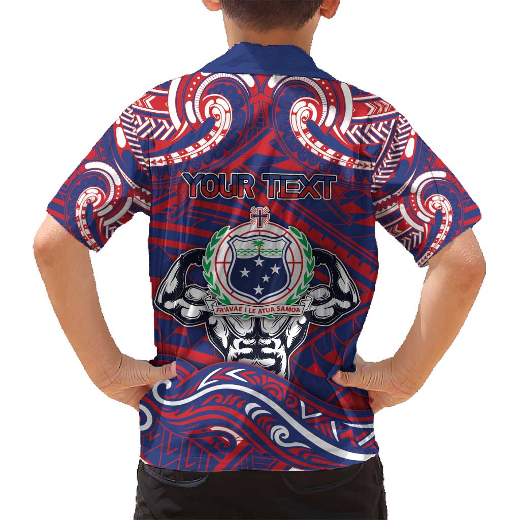 Personalised Samoa Gym Family Matching Summer Maxi Dress and Hawaiian Shirt Muscle Samoan Tribal Waves - Polynesian Pride