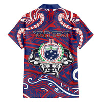 Personalised Samoa Gym Hawaiian Shirt Muscle Samoan Tribal Waves - Polynesian Pride