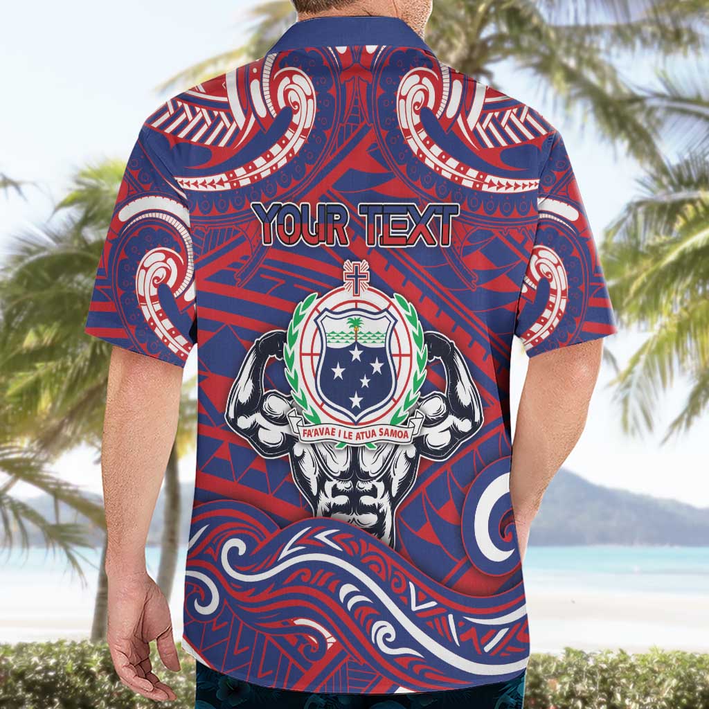 Personalised Samoa Gym Hawaiian Shirt Muscle Samoan Tribal Waves - Polynesian Pride