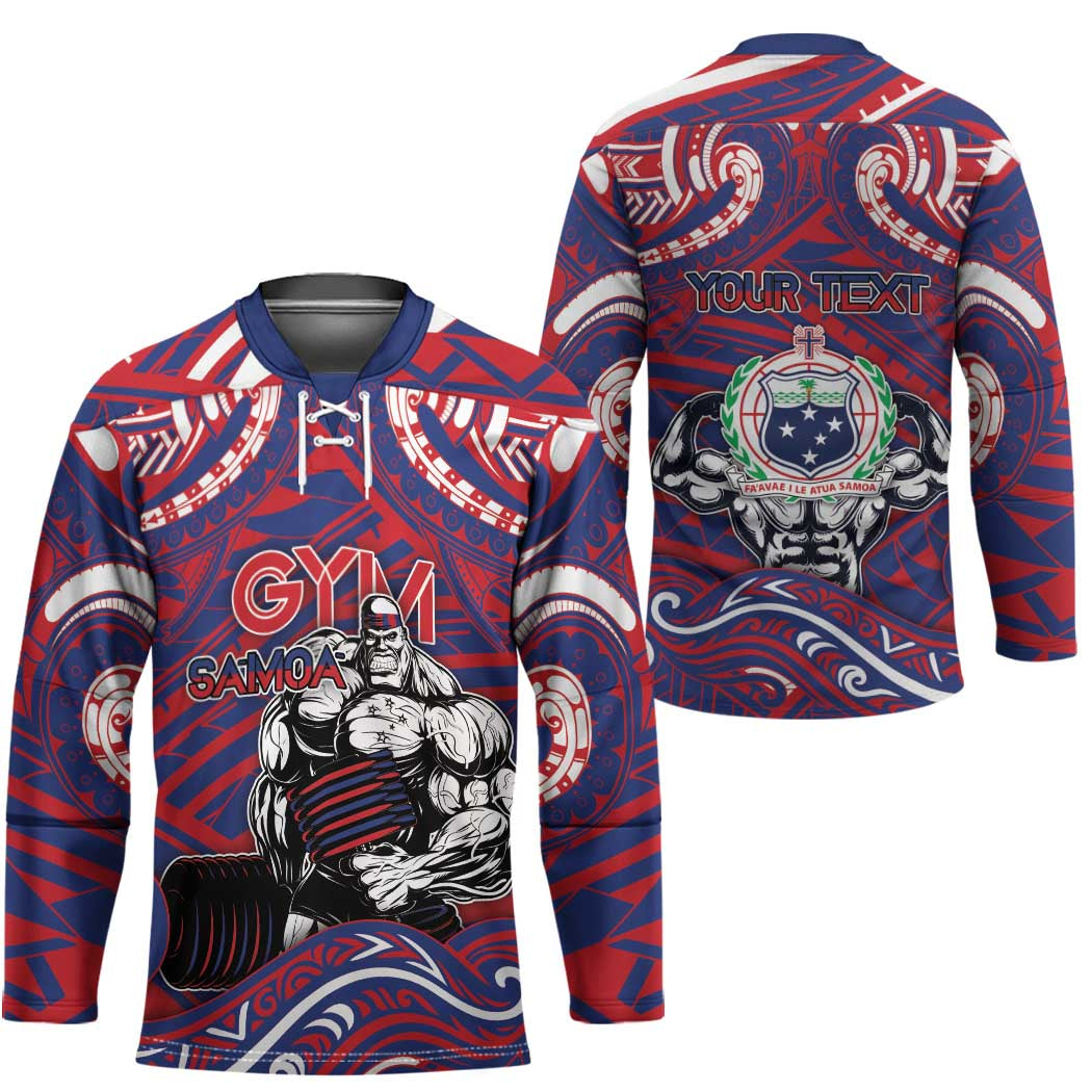 Personalised Samoa Gym Hockey Jersey Muscle Samoan Tribal Waves - Polynesian Pride