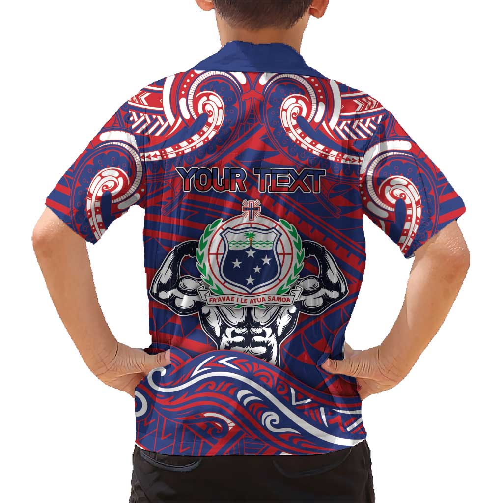 Personalised Samoa Gym Kid Hawaiian Shirt Muscle Samoan Tribal Waves DT05 - Polynesian Pride