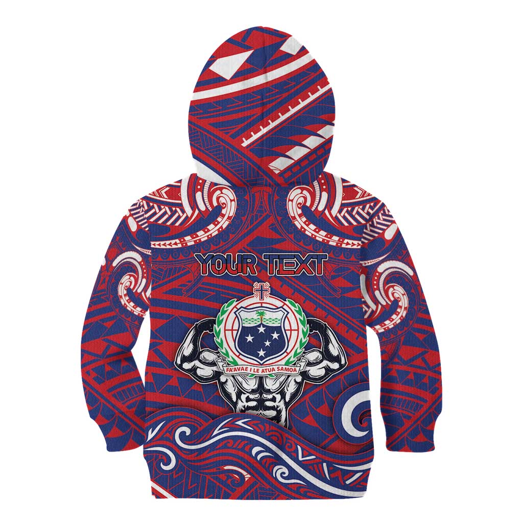 Personalised Samoa Gym Kid Hoodie Muscle Samoan Tribal Waves DT05 - Polynesian Pride