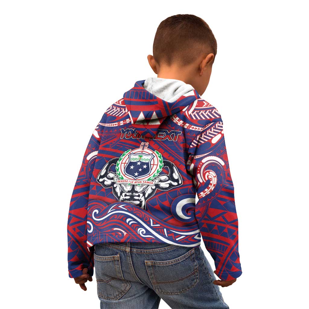 Personalised Samoa Gym Kid Hoodie Muscle Samoan Tribal Waves DT05 - Polynesian Pride