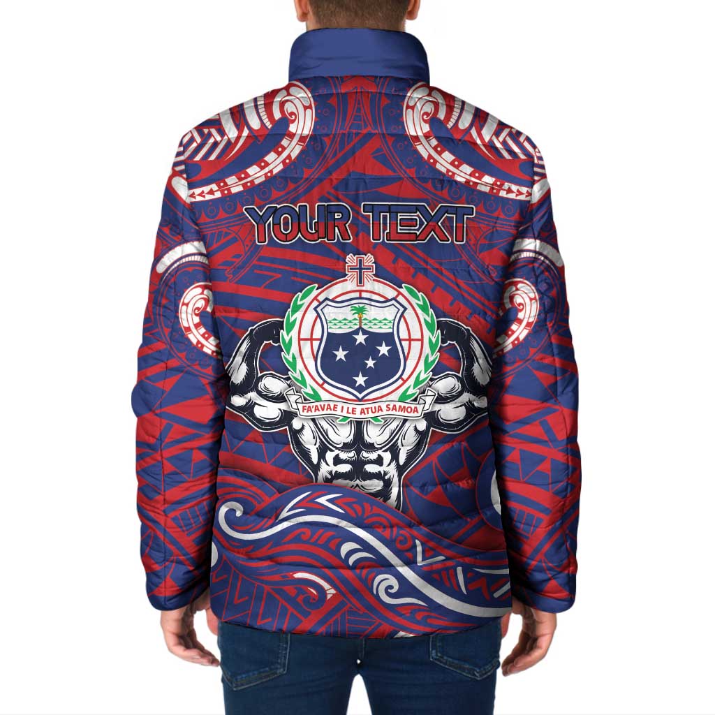 Personalised Samoa Gym Padded Jacket Muscle Samoan Tribal Waves DT05 - Polynesian Pride