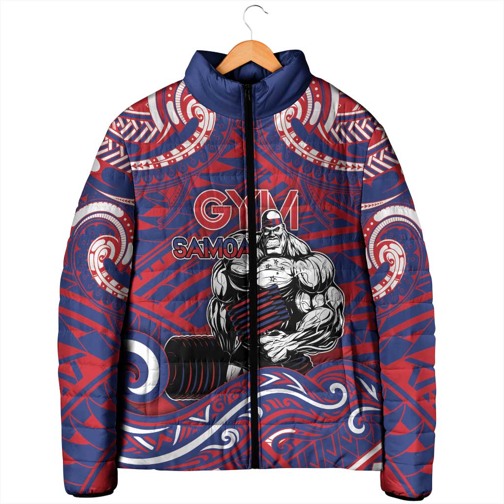 Personalised Samoa Gym Padded Jacket Muscle Samoan Tribal Waves DT05 - Polynesian Pride