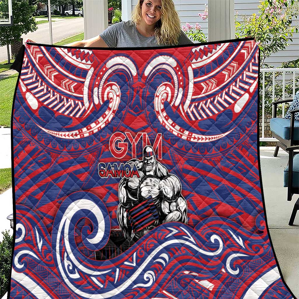 Samoa Gym Quilt Muscle Samoan Tribal Waves DT05 Navy - Polynesian Pride