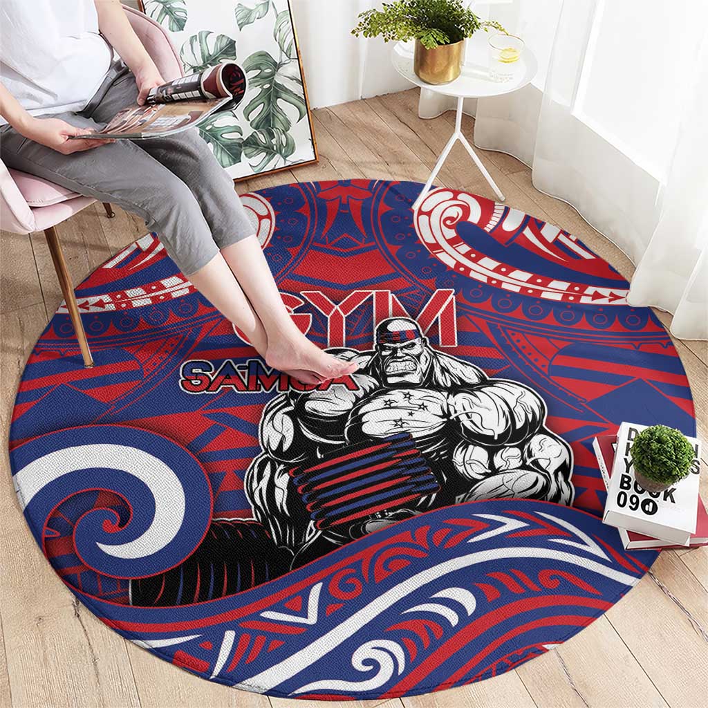 Samoa Gym Round Carpet Muscle Samoan Tribal Waves DT05 - Polynesian Pride