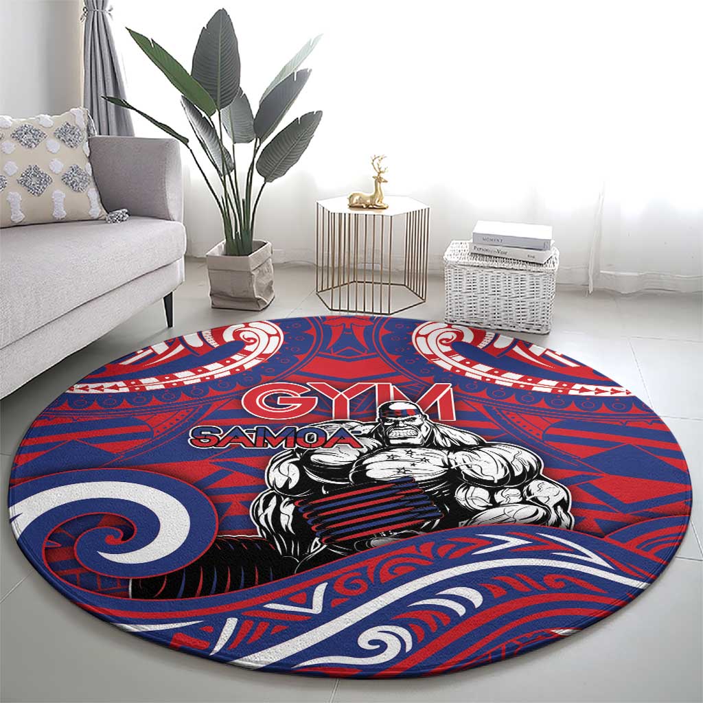 Samoa Gym Round Carpet Muscle Samoan Tribal Waves DT05 - Polynesian Pride