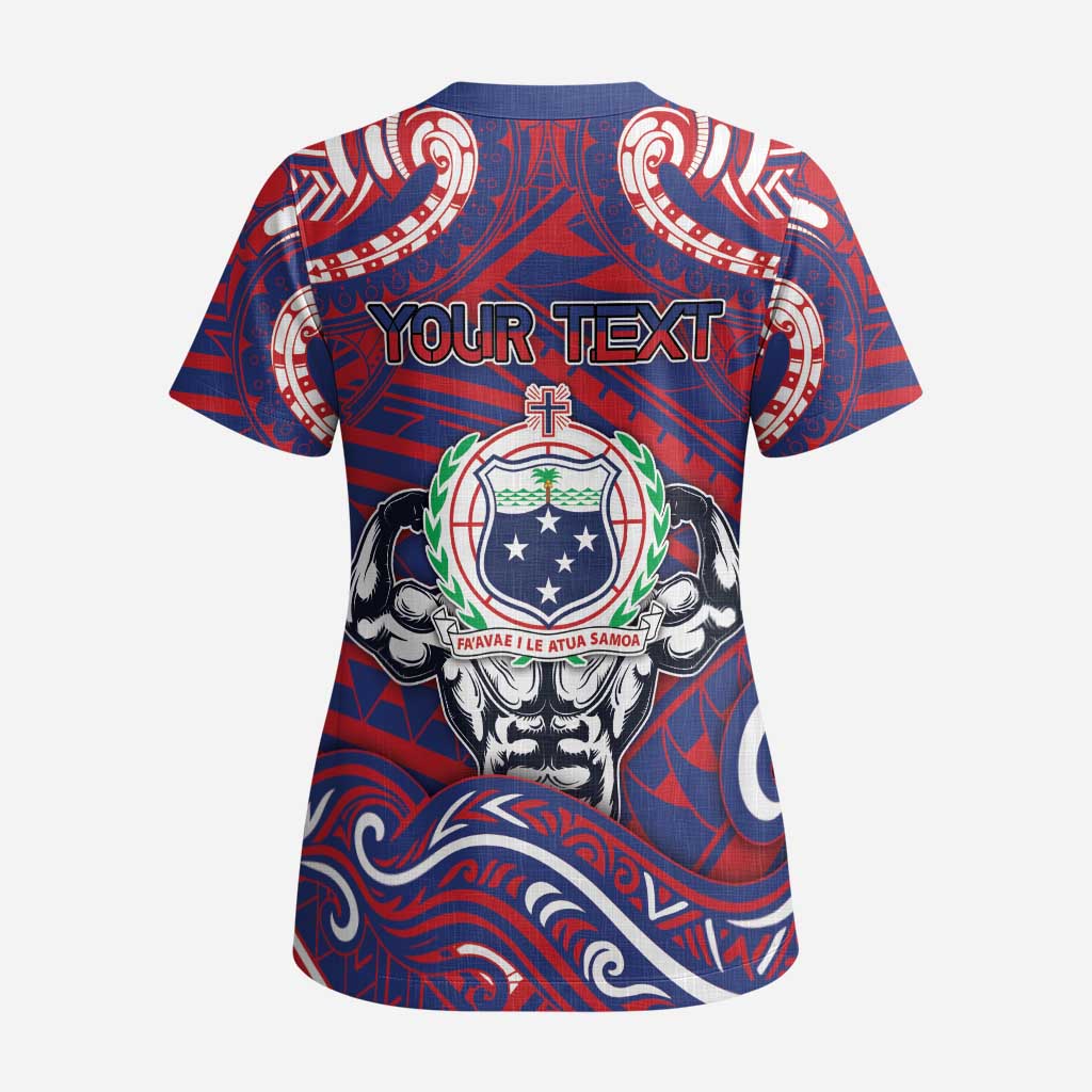 Personalised Samoa Gym Scrub Top Muscle Samoan Tribal Waves DT05 - Polynesian Pride