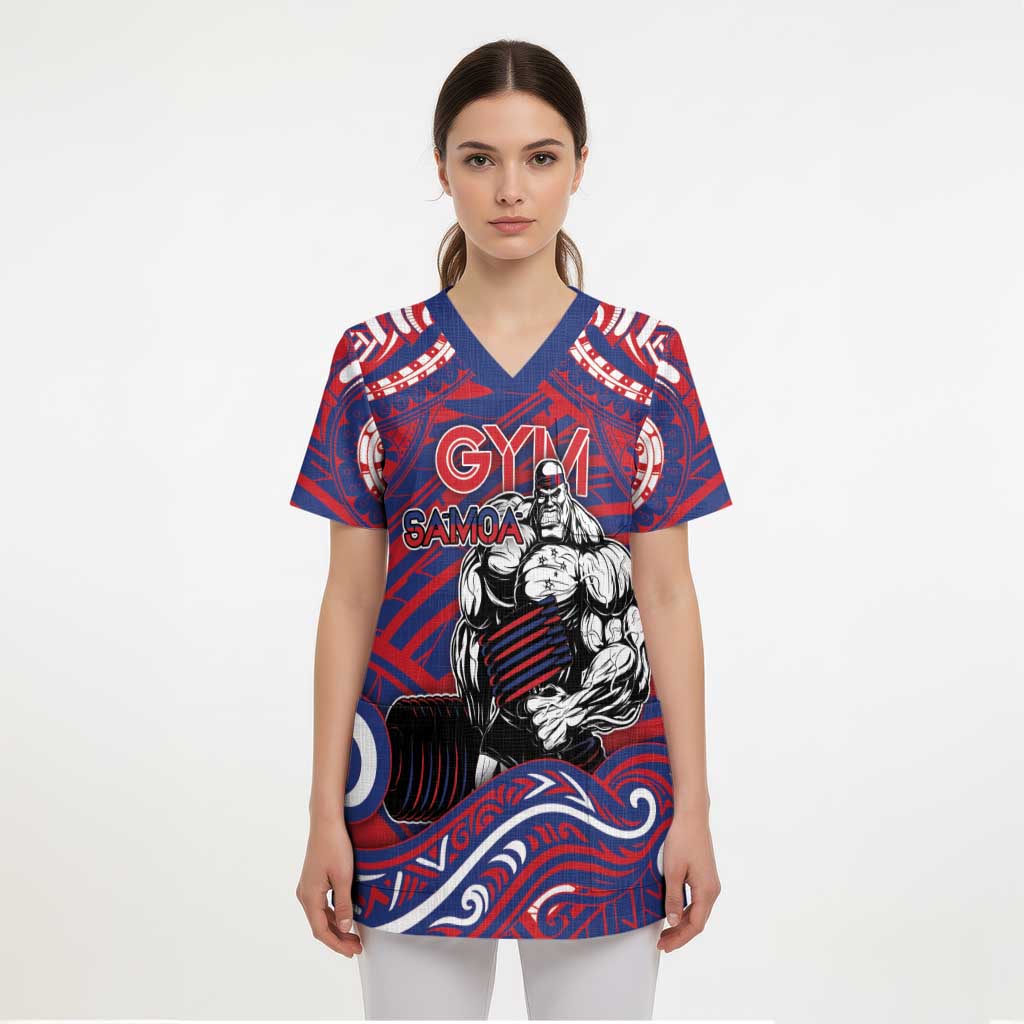 Personalised Samoa Gym Scrub Top Muscle Samoan Tribal Waves DT05 - Polynesian Pride