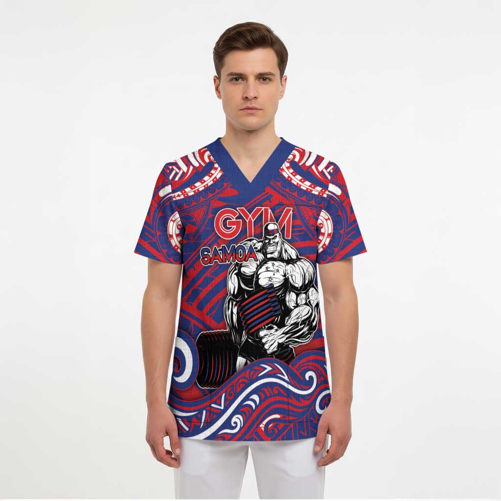 Personalised Samoa Gym Scrub Top Muscle Samoan Tribal Waves DT05 - Polynesian Pride