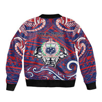 Personalised Samoa Gym Sleeve Zip Bomber Jacket Muscle Samoan Tribal Waves DT05 - Polynesian Pride
