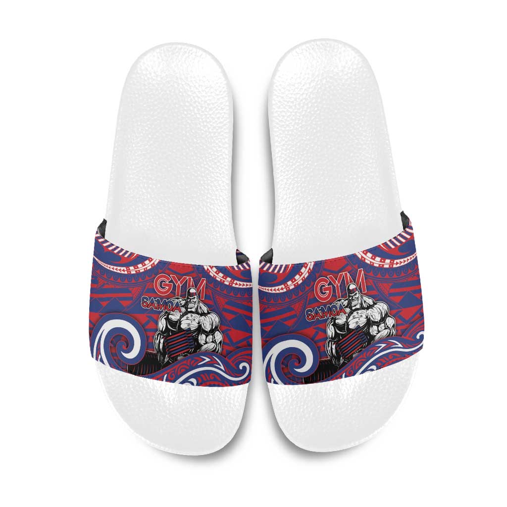 Samoa Gym Slide Sandals Muscle Samoan Tribal Waves - Polynesian Pride