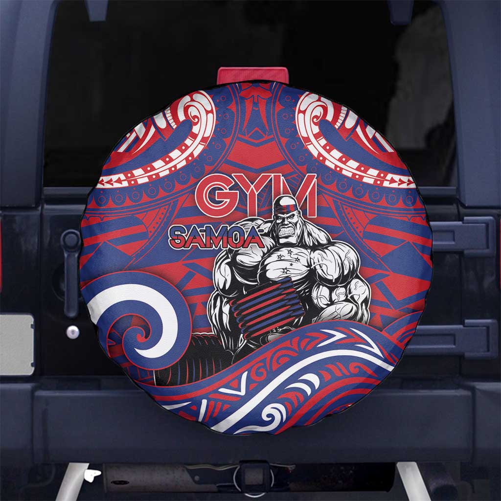 Samoa Gym Spare Tire Cover Muscle Samoan Tribal Waves DT05 No hole Navy - Polynesian Pride