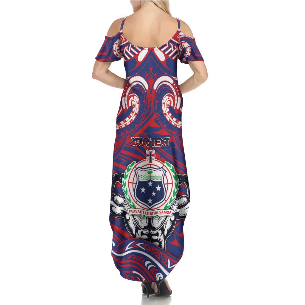 Personalised Samoa Gym Summer Maxi Dress Muscle Samoan Tribal Waves DT05 - Polynesian Pride