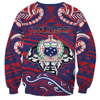 Personalised Samoa Gym Sweatshirt Muscle Samoan Tribal Waves DT05 - Polynesian Pride