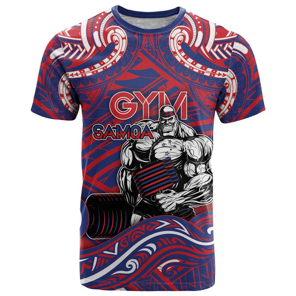 Personalised Samoa Gym T Shirt Muscle Samoan Tribal Waves - Polynesian Pride