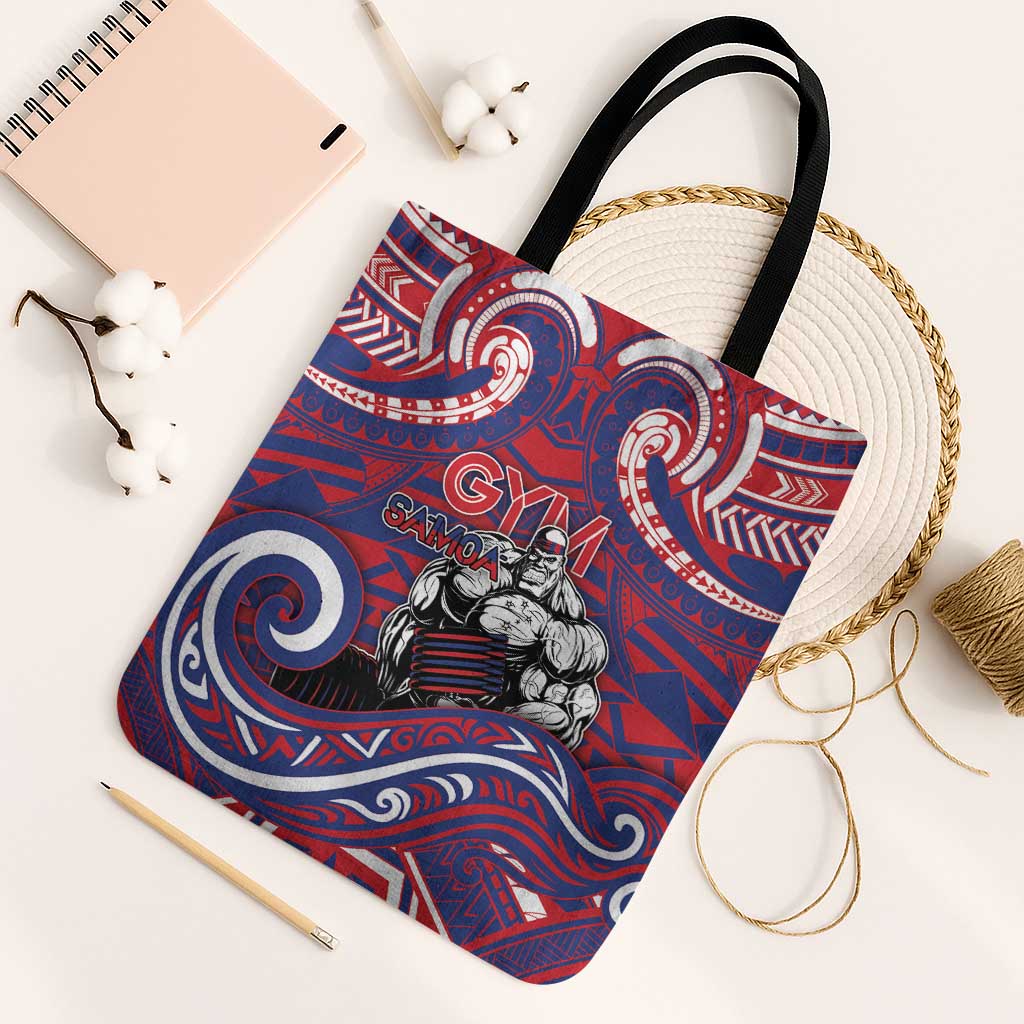 Samoa Gym Tote Bag Muscle Samoan Tribal Waves DT05 Black Strap One Size Navy - Polynesian Pride