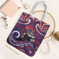 Samoa Gym Tote Bag Muscle Samoan Tribal Waves DT05 White Strap One Size Navy - Polynesian Pride