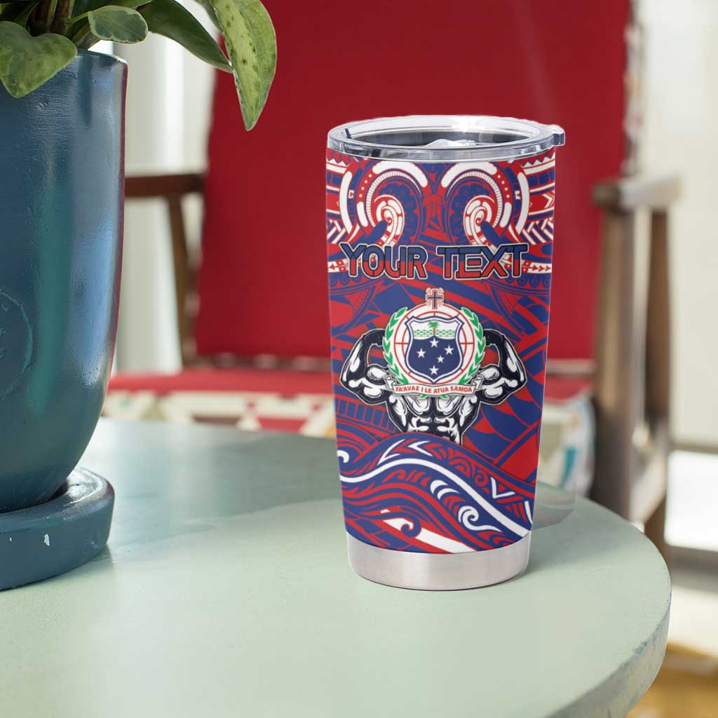 Personalised Samoa Gym Tumbler Cup Muscle Samoan Tribal Waves DT05 - Polynesian Pride