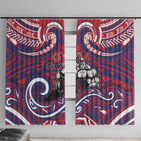 Samoa Gym Window Curtain Muscle Samoan Tribal Waves DT05 With Hooks Navy - Polynesian Pride