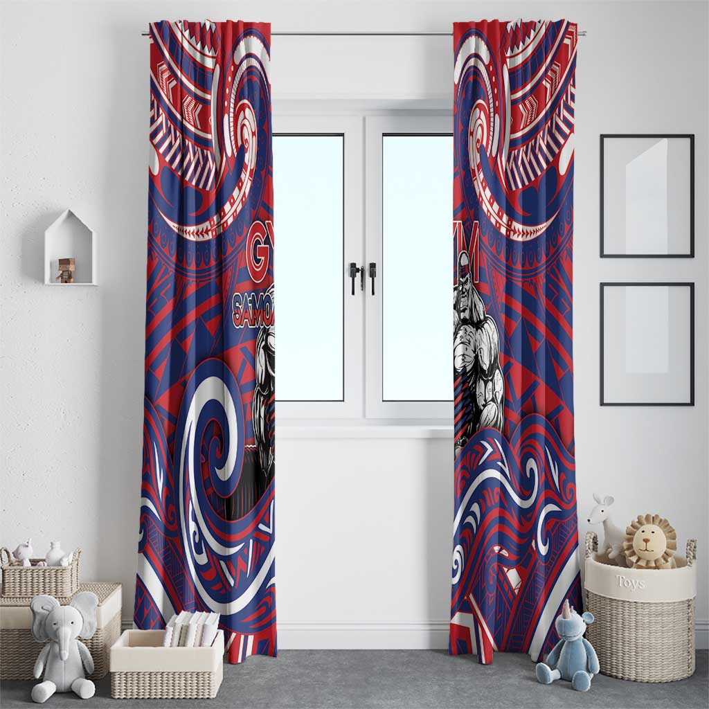 Samoa Gym Window Curtain Muscle Samoan Tribal Waves DT05 - Polynesian Pride
