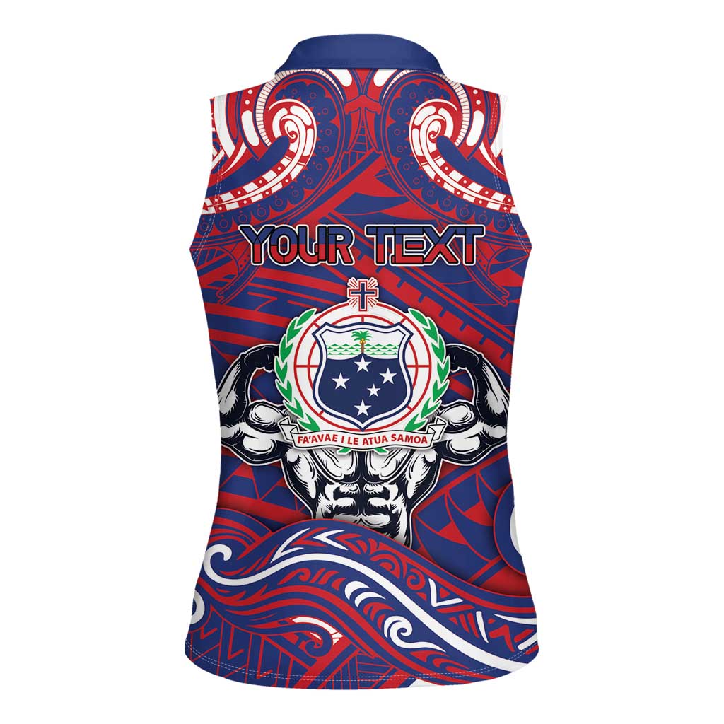 Personalised Samoa Gym Women Sleeveless Polo Shirt Muscle Samoan Tribal Waves DT05 - Polynesian Pride