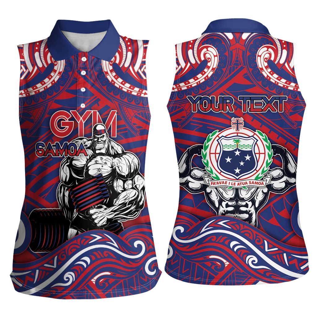 Personalised Samoa Gym Women Sleeveless Polo Shirt Muscle Samoan Tribal Waves DT05 - Polynesian Pride