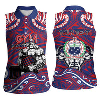 Personalised Samoa Gym Women Sleeveless Polo Shirt Muscle Samoan Tribal Waves DT05 - Polynesian Pride