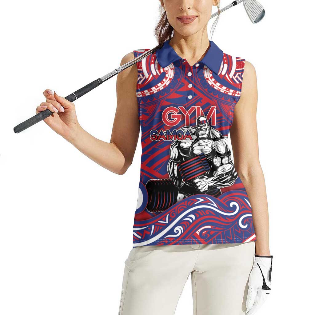 Personalised Samoa Gym Women Sleeveless Polo Shirt Muscle Samoan Tribal Waves DT05 - Polynesian Pride