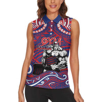 Personalised Samoa Gym Women Sleeveless Polo Shirt Muscle Samoan Tribal Waves DT05 - Polynesian Pride