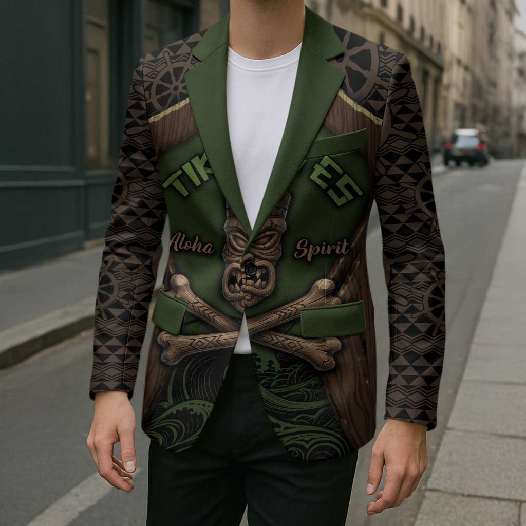 Personalised Hawaii Tiki Pirates Blazer Kakau Pattern Polynesian Style