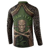 Personalised Hawaii Tiki Pirates Button Sweatshirt Kakau Pattern Polynesian Style