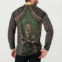 Personalised Hawaii Tiki Pirates Button Sweatshirt Kakau Pattern Polynesian Style