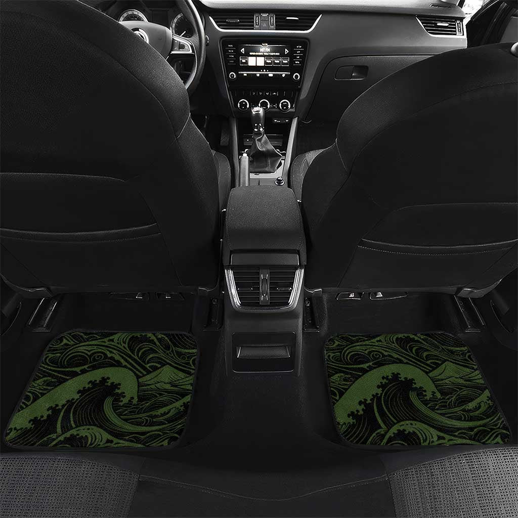 Personalised Hawaii Tiki Pirates Car Mats Kakau Pattern Polynesian Style DT05 Set 2pcs - Back Green - Polynesian Pride