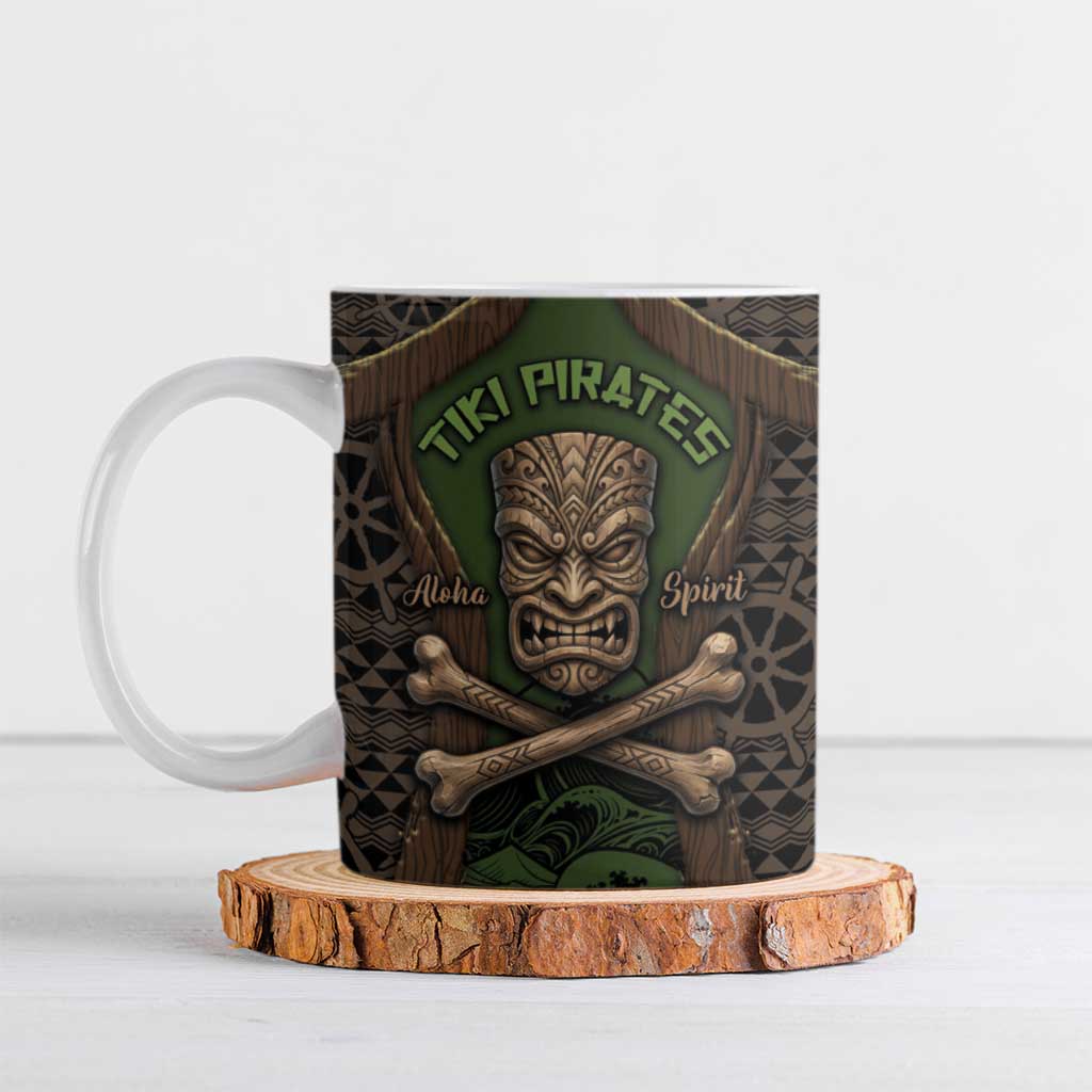 Personalised Hawaii Tiki Pirates Ceramic Mug Kakau Pattern Polynesian Style
